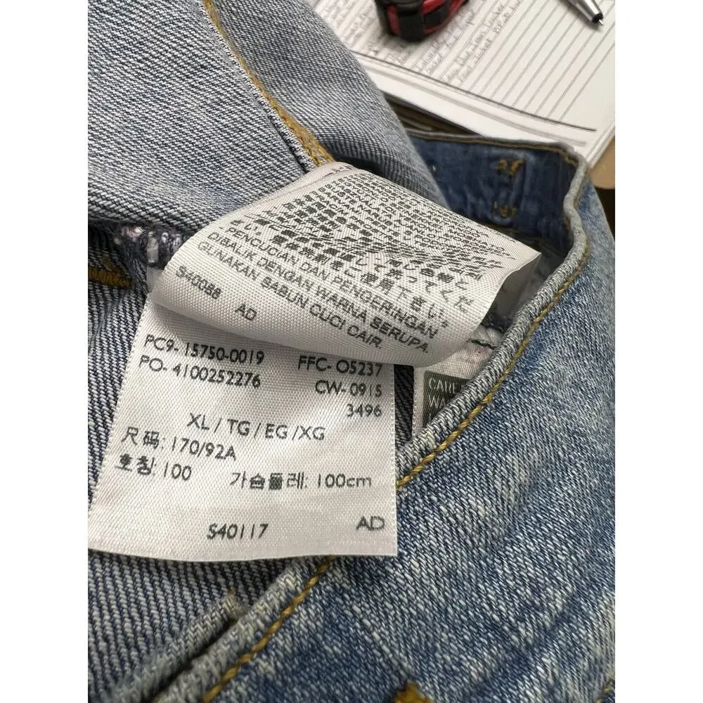 Levi's Trucker Jacket Womens Extra Large Blue Denim Button Front Red Tab Pockets - Picture 8 of 8